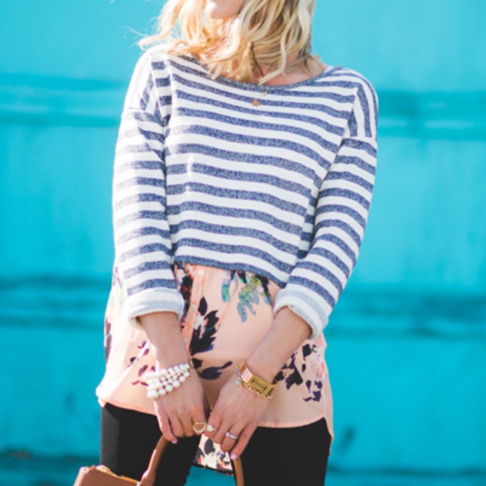 EUC Anthropologie Postmark Layered Sweater Floral Top Size M - Picture 3 of 11